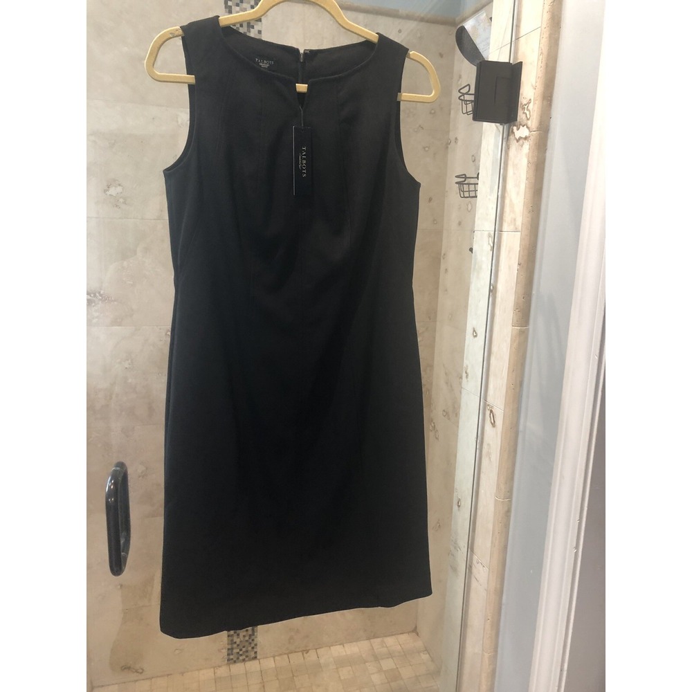 NWT Talbots 8P Little Black Shift Dress Petite Career Stretch Sleeveless 8 P